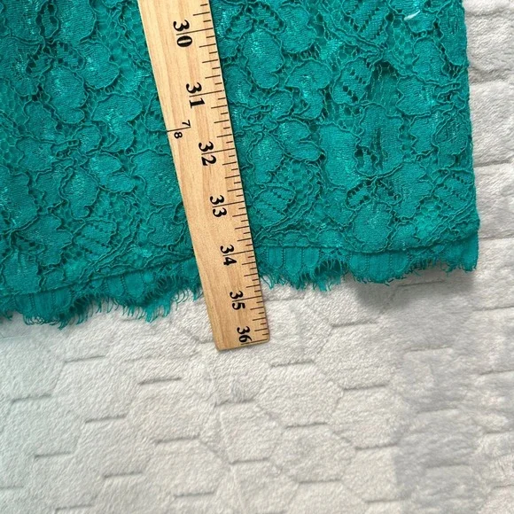 Diane von‎ Furstenberg Lace Dress Gold Zip Front 3/4 Sleeve Green Size 4 - Picture 8 of 8